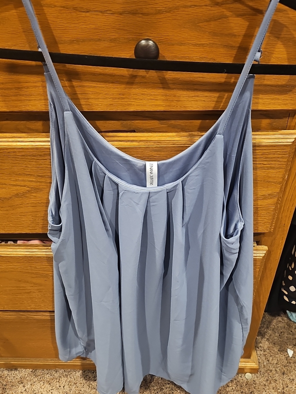 Zenana Outfitters Dusty Blue Pleated Spaghetti-Strap Camisole